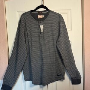 Brooks Brothers Charcoal Gray Striped Long Sleeve Henley size L
